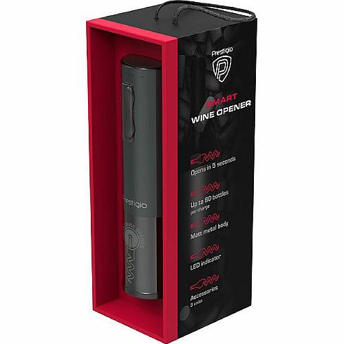 Зовнішній вигляд Винний набір PRESTIGIO Bolsena Electric wine opener Black (PWO101BK_EN)
