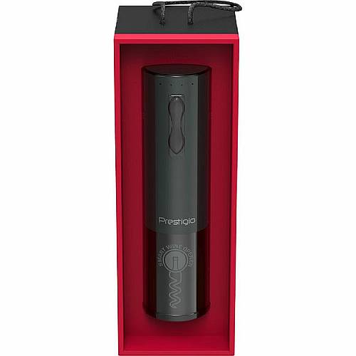 Винний набір PRESTIGIO Bolsena Electric wine opener Black (PWO101BK_EN) Додатково висота 18.3 см; вага 0,3 кг; відкриває до 80 пляшок без підзарядки