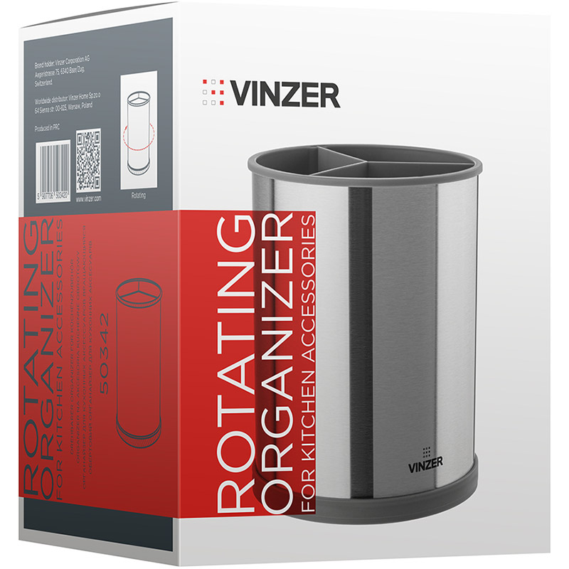 Органайзер Vinzer Graphite Collection для кухонных аксессуаров вращающийся (50342) Размеры 145 x 145 x 195