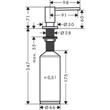 Дозатор для моющих средств Hansgrohe A41 500 мл Matt Chrome (40438340)