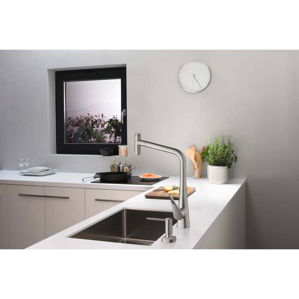 Дозатор для миючих засобів Hansgrohe A71 500 мл Chrome (40468000) Додатково матеріал: метал, стрижень Ø: 28 - 35 мм