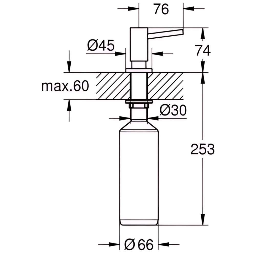 Дозатор для миючих засобів GROHE Сosmopolitan Graphite (40535A00) Об’єм 500