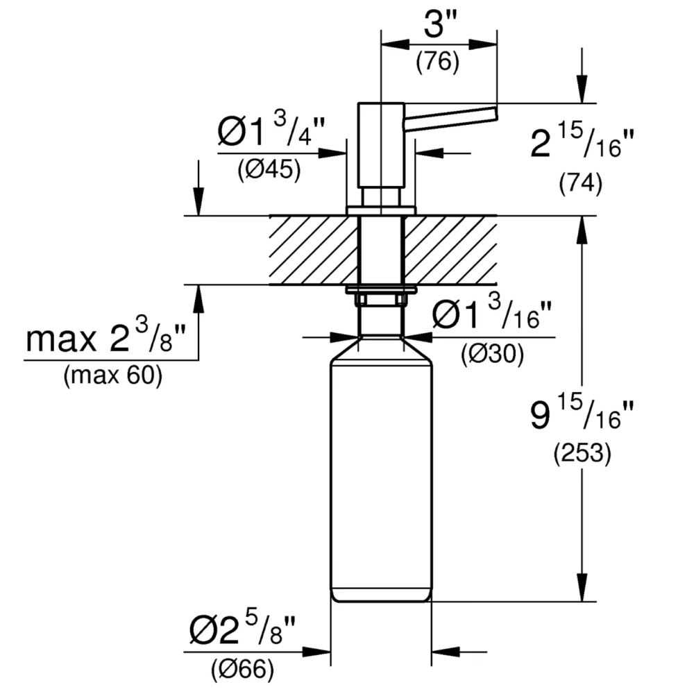 Дозатор для моющих средств GROHE Сosmopolitan Золотой 500 мл (40535GL0) Объем 500