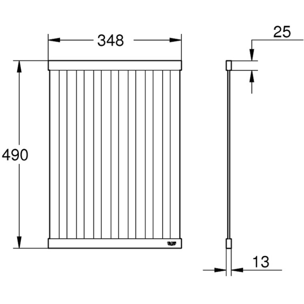 Грати для посуду GROHE Stainless Steel (40854SD0) Розміри 490 x 348 x 13