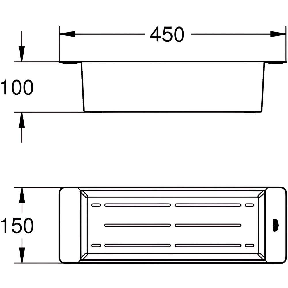 Коландер GROHE для кухонного миття (40852GN0) Розміри 450 x 150 x 100