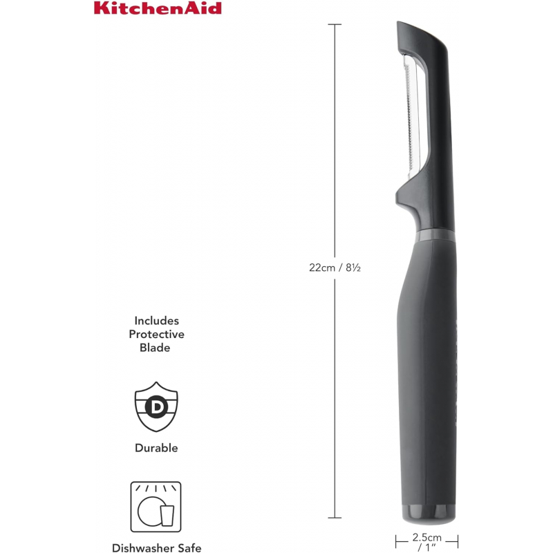 Овочечистка KITCHENAID Coreline 22 см сіра (KAS112OHCGG) Додатково двостороннє зубчасте лезо; збалансований ергономічний дизайн