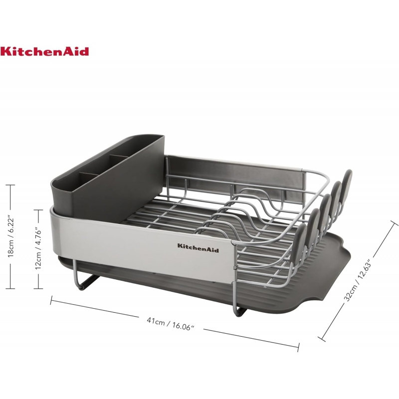 Подставка для сушки посуды KITCHENAID Sinkware (KEG895BXCGA) Дополнительно угловая дренажная доска направляет воду в раковину