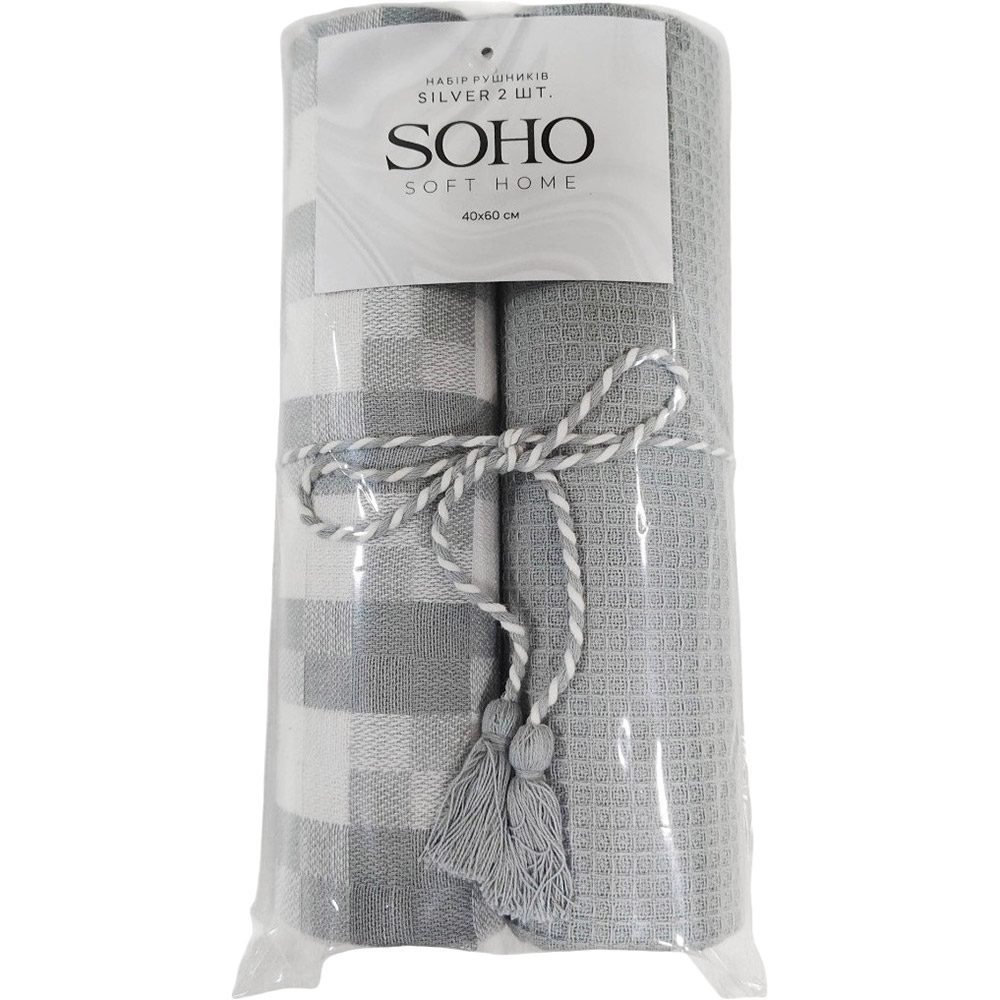 Набір рушників SOHO Silver 2 шт (BS 65527A) Матеріал робочої частини бавовна