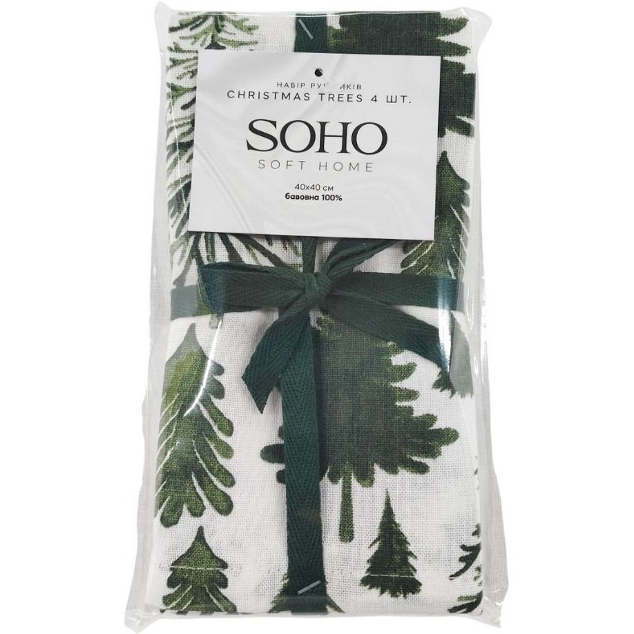 Фото 3 Набір рушників SOHO 40х40 Christmas trees 4 шт. (BS 45565S/1)