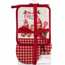 Набор прихваток ARDESTO Christmas Gingerbread + кухонное полотенце 3 пр Red (ART14HGR)