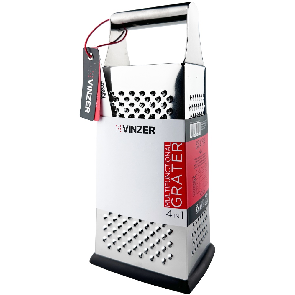 Терка VINZER 4 в 1 (50326) Дополнительно Прорезиненная нижняя часть; Можно мыть в посудомоечной машине