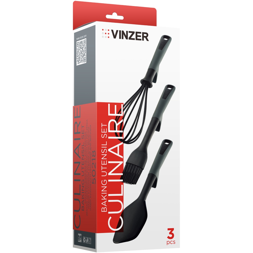 Набор кухонных принадлежностей VINZER Culinaire 3 шт. (50218) Дополнительно Можно мыть в посудомоечной машине; Выдерживают высокую температуру нагрева; Ручки из термопластической резины