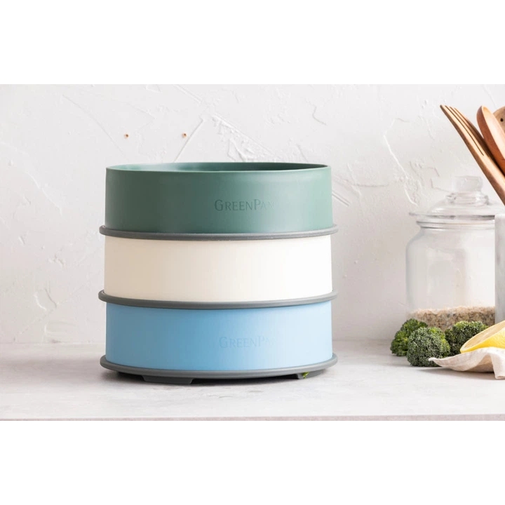 Вставка-пароварка GREEN PAN Steam 24 см Blue (CC006630-001) Додатково Підходить для каструль та сотейників діаметром 24 см, можна використовувати як пароварку і як друшляк, силіконовий обідок