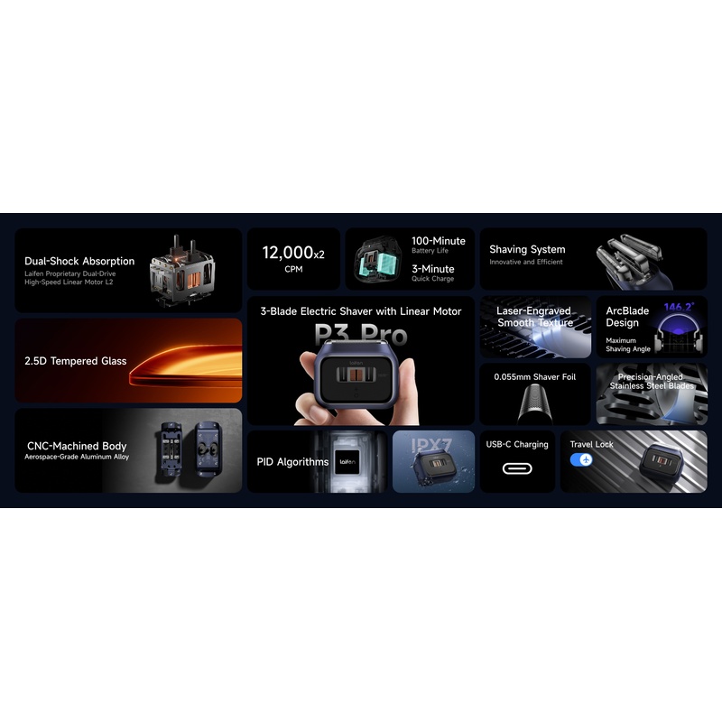 Фото 20 Електробритва Laifen P3 Pro Dark Blue