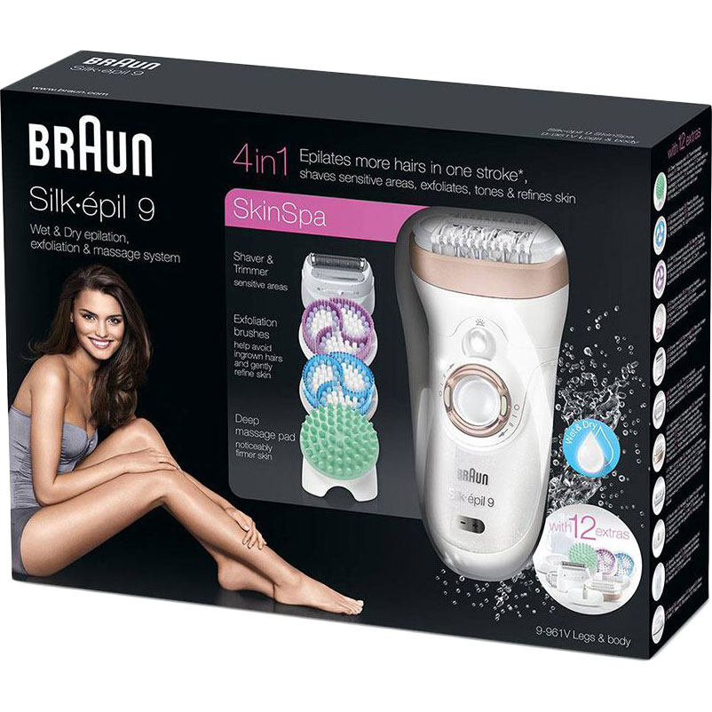 Эпилятор BRAUN Braun Silk-epil 9 SkinSpa 9961V Способ эпиляции сухая и влажная