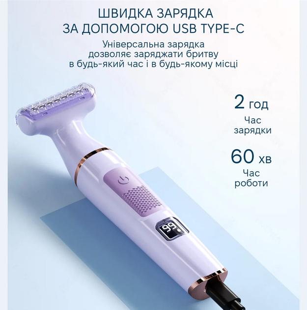 Эпилятор ENCHEN A1 lilac Способ эпиляции сухая и влажная