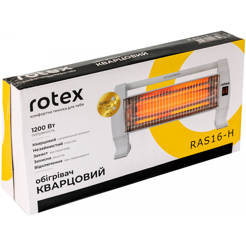 Инфракрасный обогреватель ROTEX RAS16-H Тип нагревательного элемента кварцевый