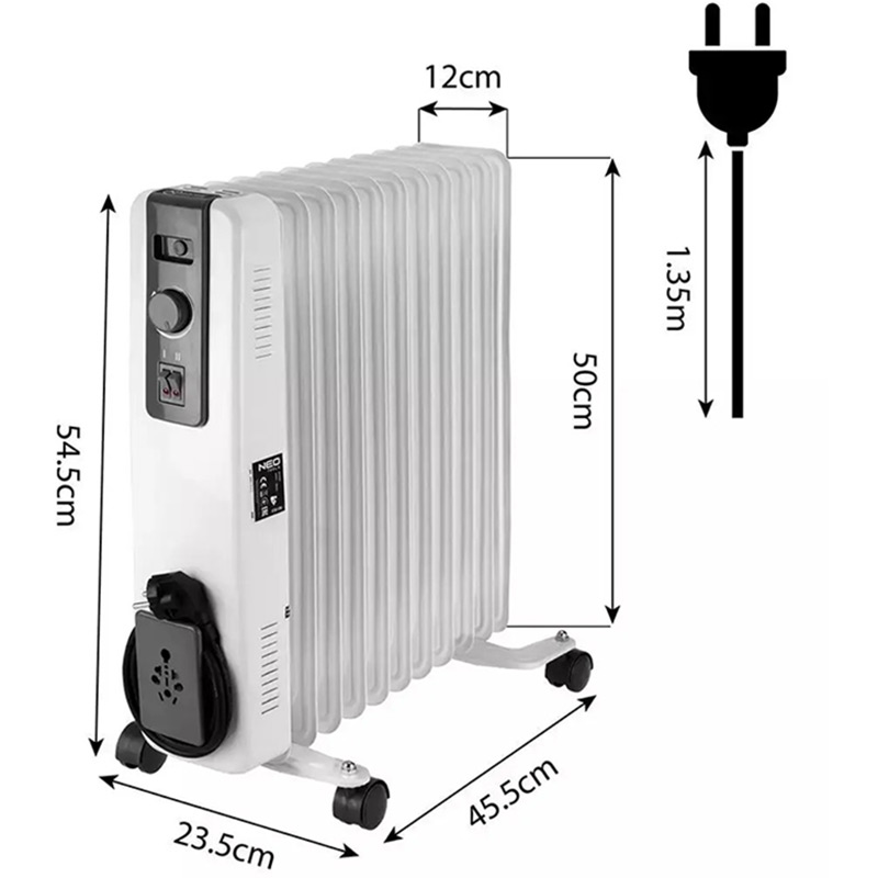 Масляний обігрівач NEO TOOLS 90-153 White Потужність 2500