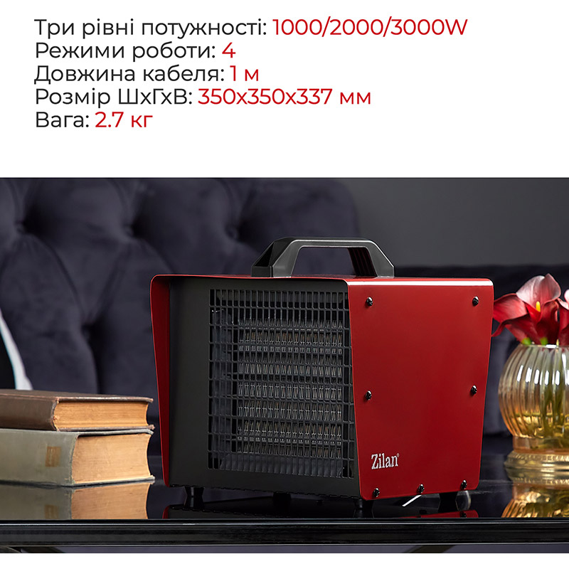 Тепловентилятор ZILAN ZLN5558 Тип розміщення підлоговий