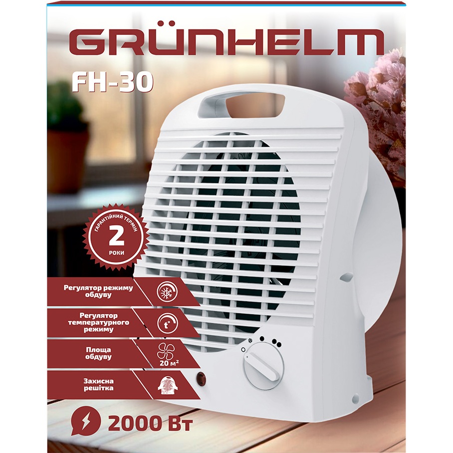 Тепловентилятор GRUNHELM FH-30 Тип нагріваючого елементу металевий