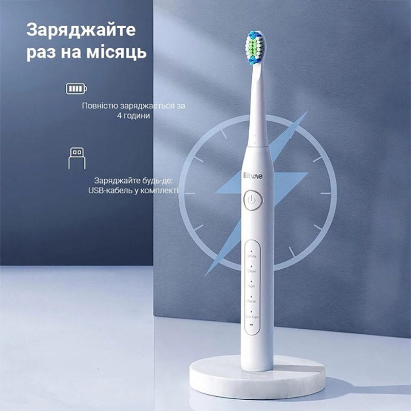 Набор электрических зубных щеток Bitvae D2 Black + White 2 шт (BVD2-b-w) Дизайн для взрослых