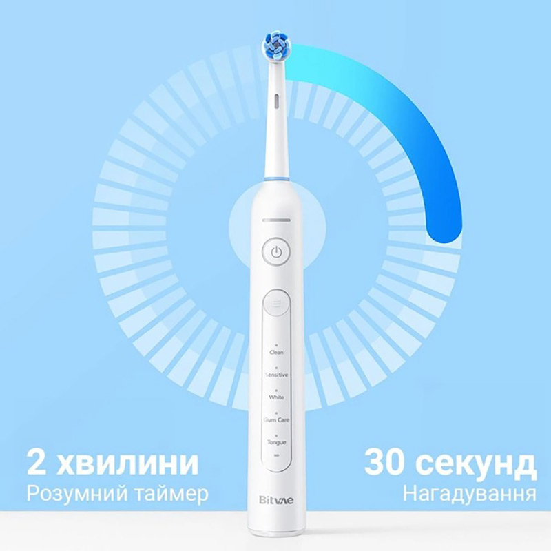 Замовити Електрична зубна щітка Bitvae R2 Rotating White (BVR2-w)