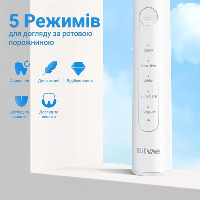 Електрична зубна щітка Bitvae R2 Rotating White (BVR2-w) Тип електрична зубна щітка