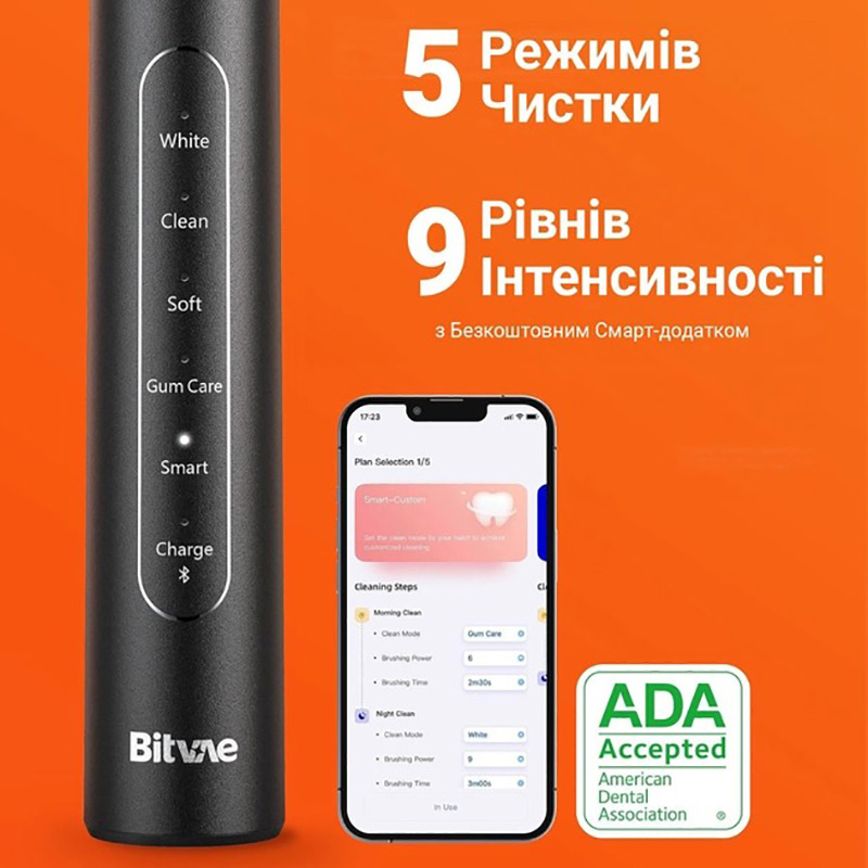 Електрична зубна щітка Bitvae S2 Smart Black (BVS2-b) Тип електрична зубна щітка