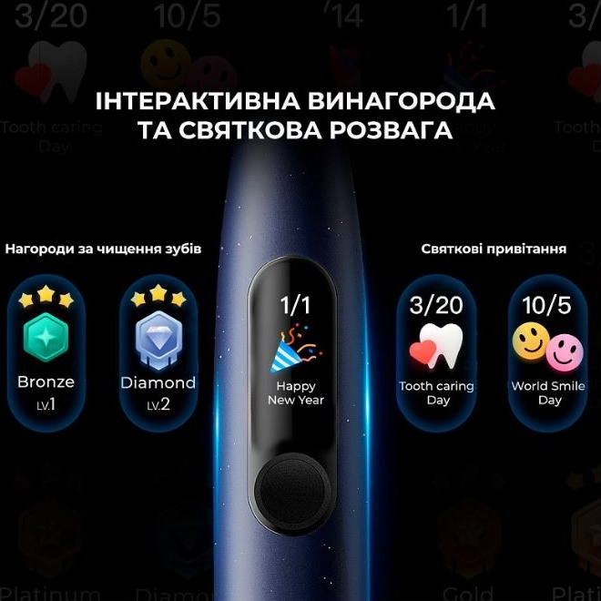 Зубная щетка OCLEAN X Pro Digital Electric Toothbrush Dark Blue (6970810553482) Дизайн для взрослых