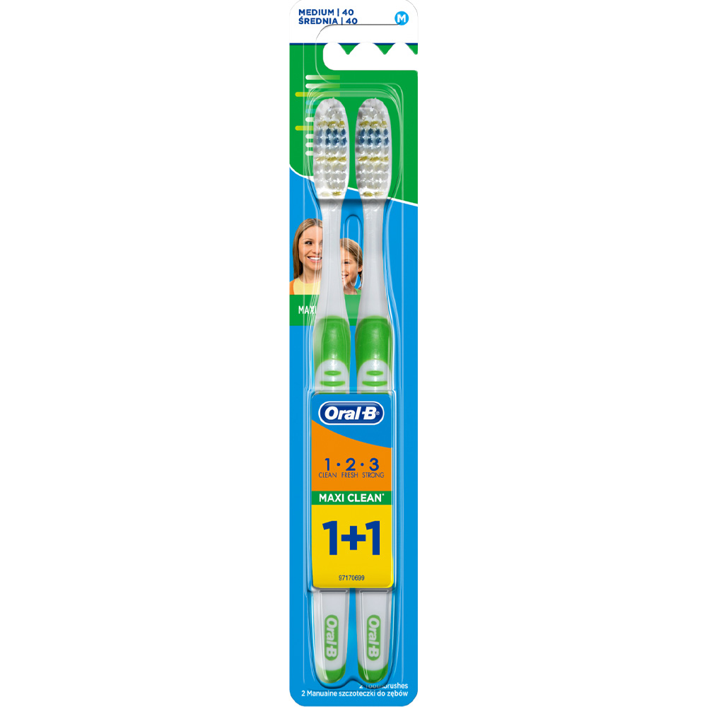 Зубна щітка ORAL-B Maxi Clean 1-2-3 2 шт (3014260110628/3014260110659)