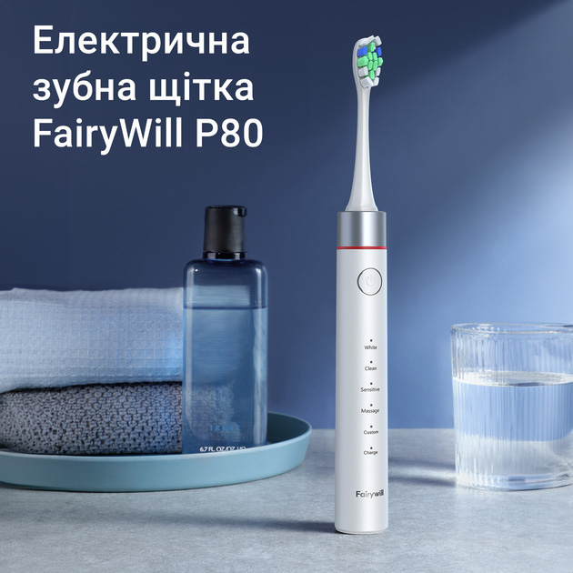 Электрическая зубная щетка FAIRYWILL P80 White (FWP80WH) Возрастная группа для взрослых