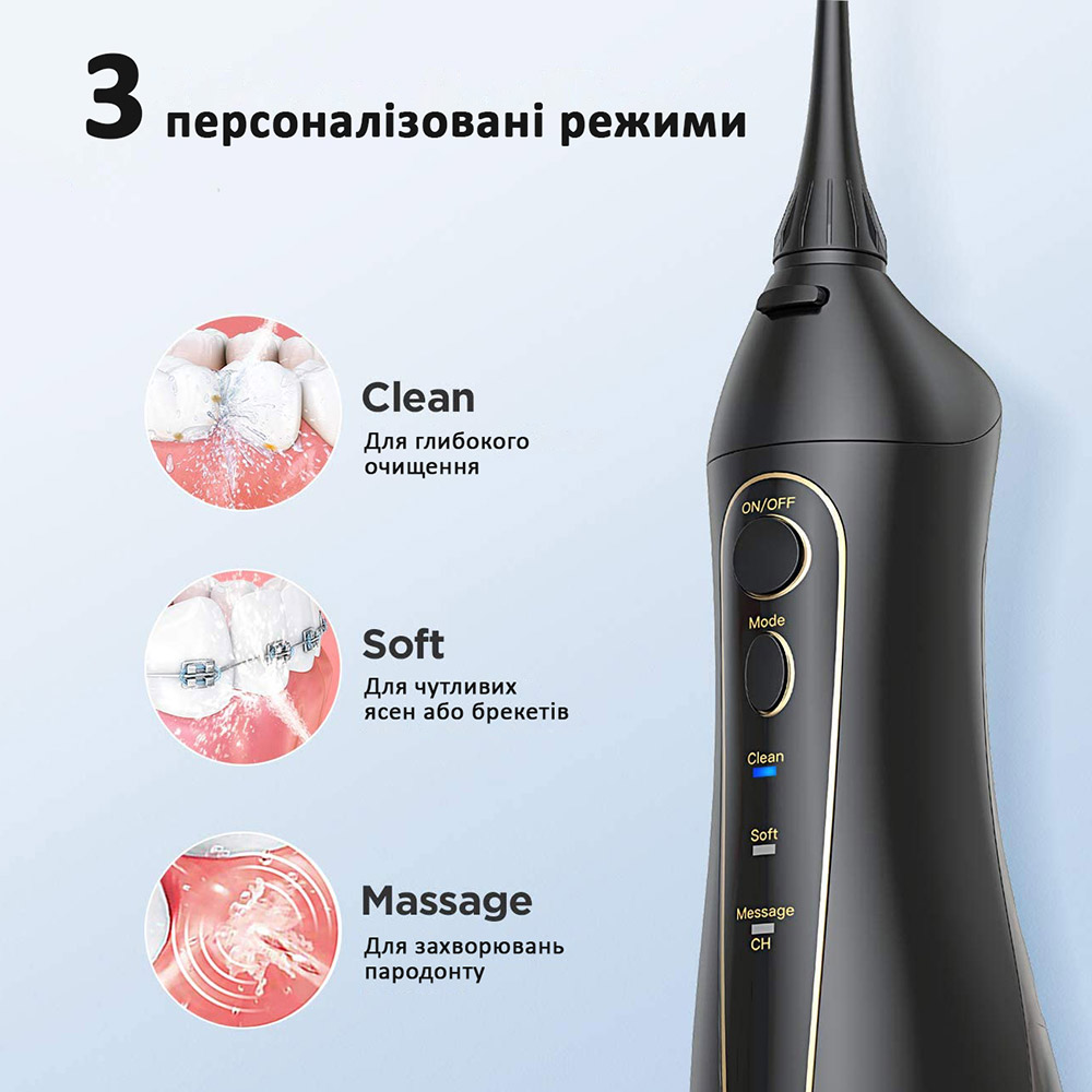 Насадки для іригатора FAIRYWILL F5020E Black 4шт (FW-F5020E) Вікова група для дорослих