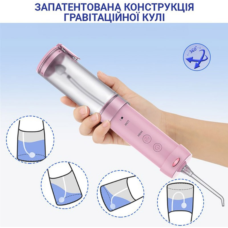 Зовнішній вигляд Іригатор H2OFLOSS HF-10mini 21W 2500mAh Pink