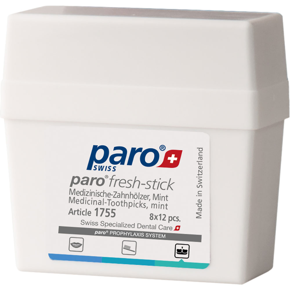 Медичні зубочистки PARO SWISS fresh-sticks з м'ятним смаком 96 шт (7.1755)