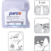 Зубная нить PARO SWISS riser-floss вощеная с мятой и фторидом 50 м (7.1764)