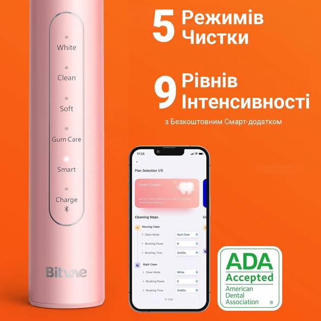 Электрическая зубная щетка BITVAE Smart S2 E-Toothbrush Pink (BVS2-p) Тип электрическая зубная щетка