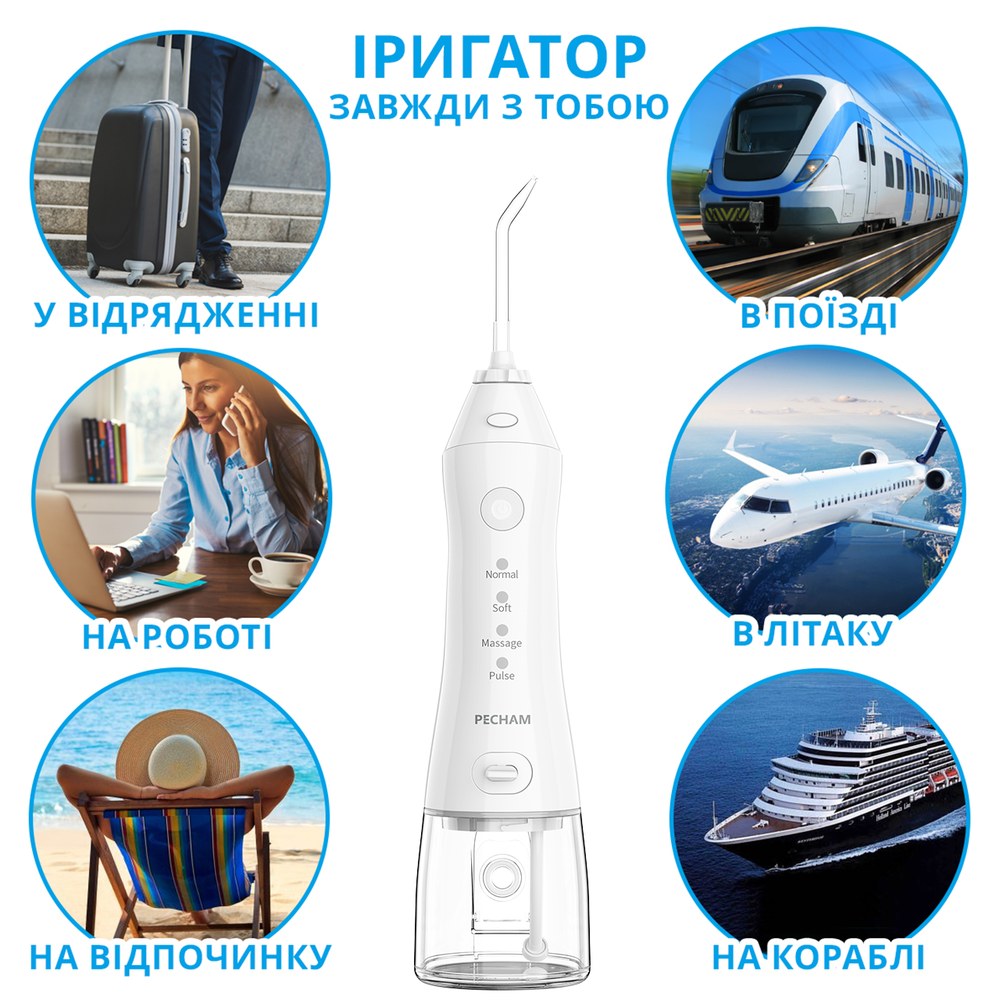 Ирригатор PECHAM travel white PC-1581 (4822119080614) Возрастная группа для взрослых