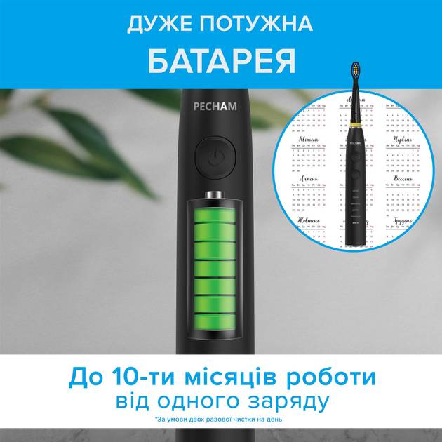 Електрична зубна щітка PECHAM Black Travel PC-085 (4822201550025) Дизайн для дорослих