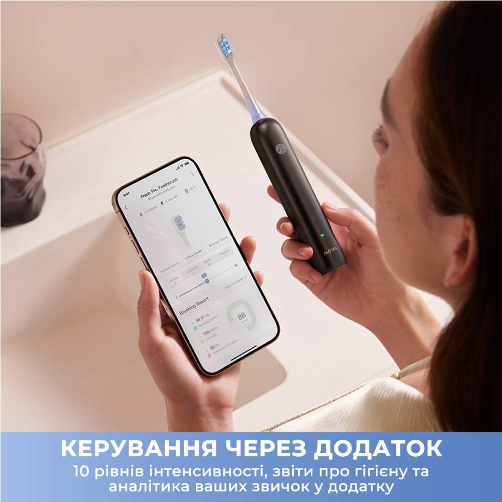 Электрическая зубная щетка MOVA Fresh Pro Black (ATB15A-BK) Дизайн для взрослых