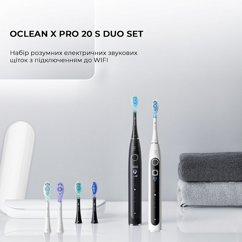 Фото Электрическая зубная щетка OCLEAN X Pro 20 S Duo Set White+Black (6970810556919)