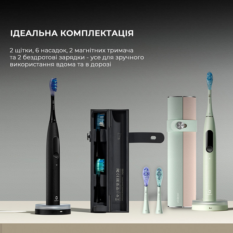Зображення Електрична зубна щітка OCLEAN X Ultra 20 S Duo Set Green+Black (6970810557152)