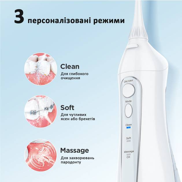 Фото Набір FAIRYWILL Електрична зубна щітка E11 Black + Іригатор FW5020E White (FW5020EW-FWE11B)