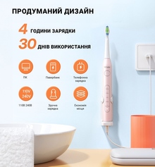 Електрична зубна щітка BITVAE D2 8 насадок + футляр + косметичка Pink (BV-D2-p-k)