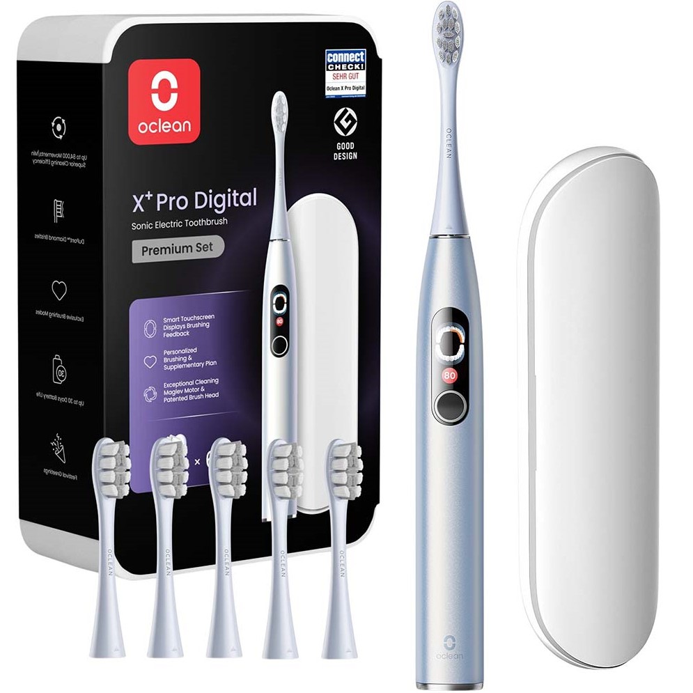 Электрическая зубная щетка OCLEAN X Plus Pro Digital Silver (6970810556179)
