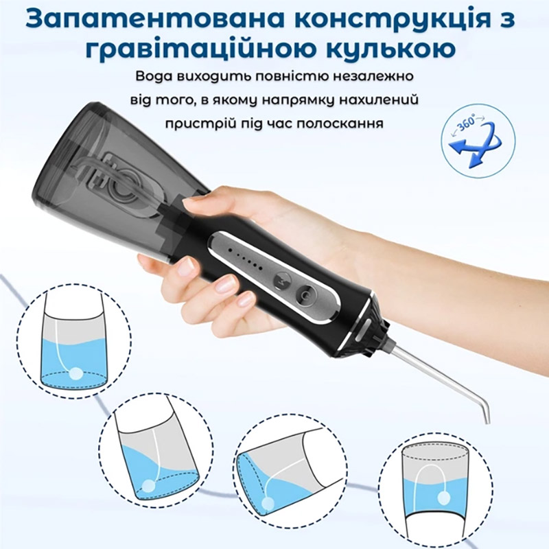 Зовнішній вигляд Іригатор H2OFLOSS HF-P11 Black (H2O-HFP11-black)