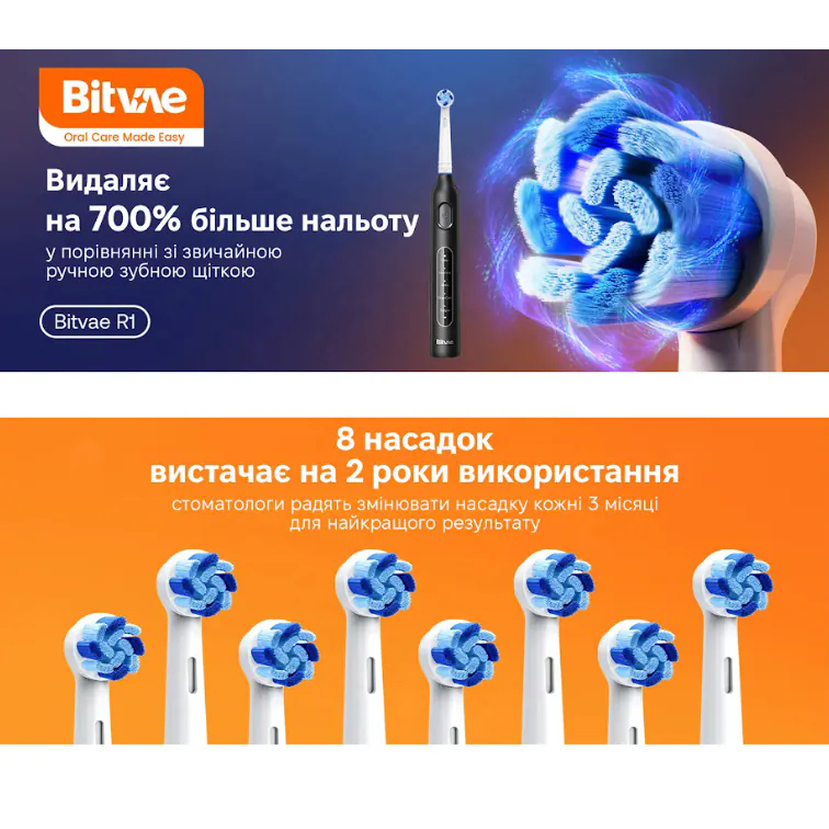 Внешний вид Электрическая зубная щетка BITVAE R1 Black