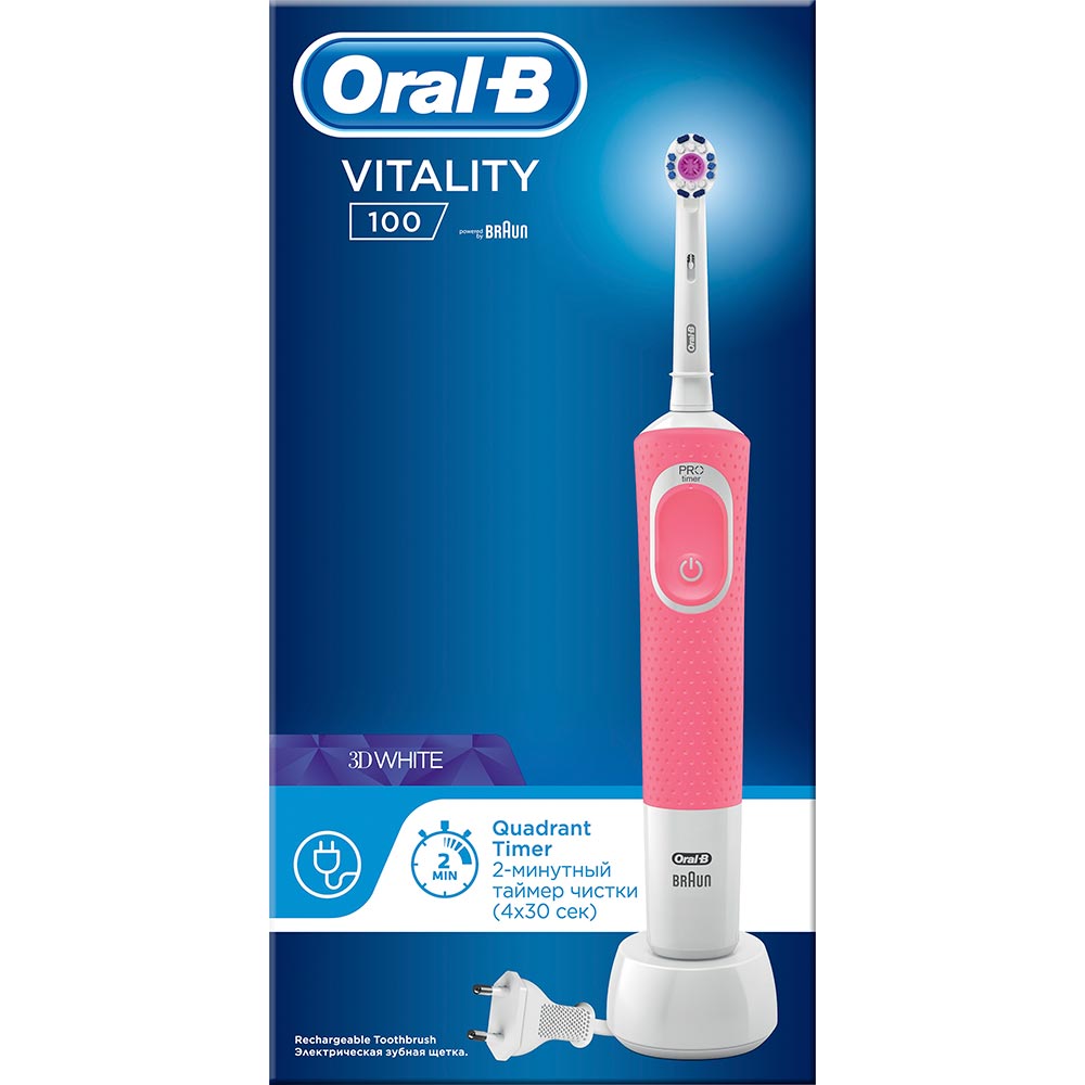 Зубна щітка BRAUN Oral-B Vitality 100 Pink (4210201262169) Тип голівки з'ємна