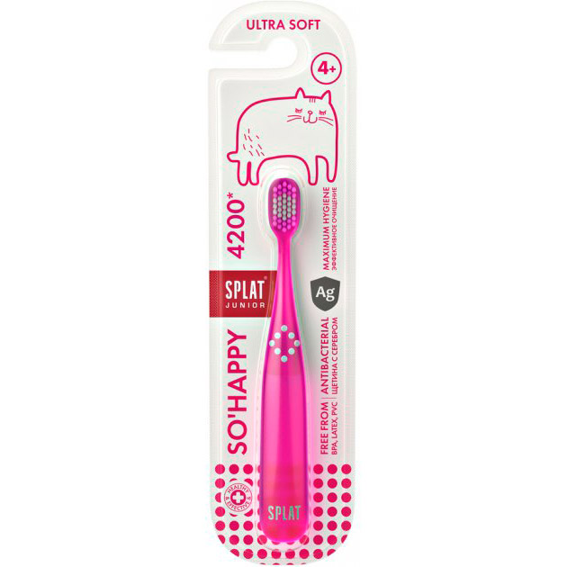 

Зубная щетка SPLAT Junior ULTRA 4+ Pink (7640168932855), Зубна щётка детская Junior ULTRA 4+ Розовая