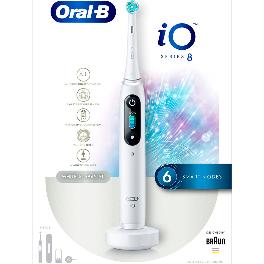 Електрична зубна щітка ORAL-B BRAUN iO Series 8 White (4210201363064) Тип голівки з'ємна
