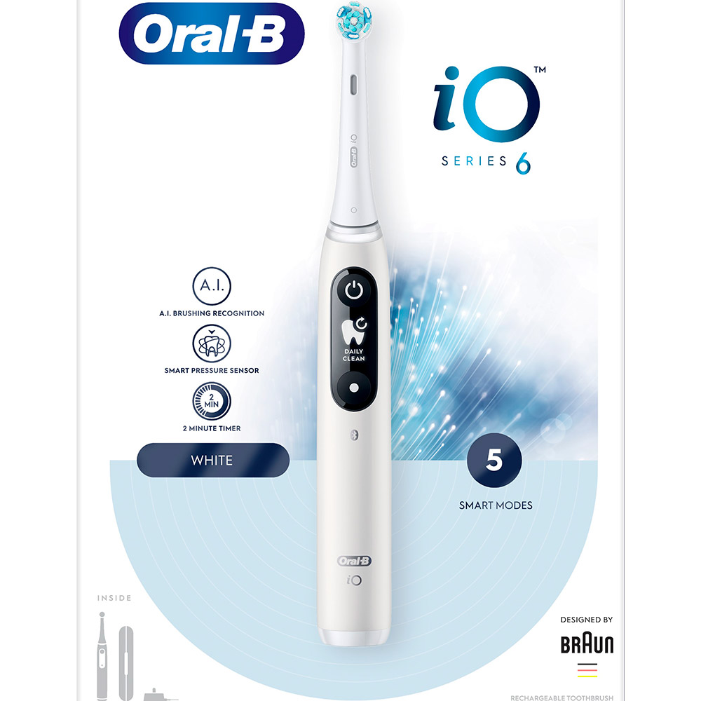 Електрична зубна щітка ORAL-B BRAUN iO Series 6 White (4210201381648) Тип голівки з'ємна